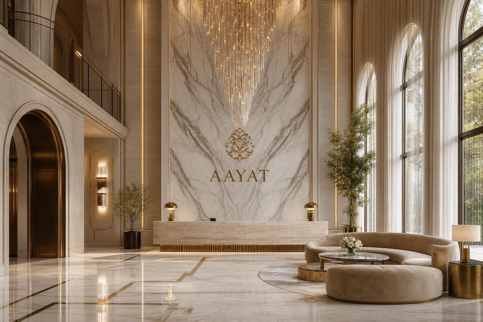 Aayat luxury marble lobby interior in Dhaka